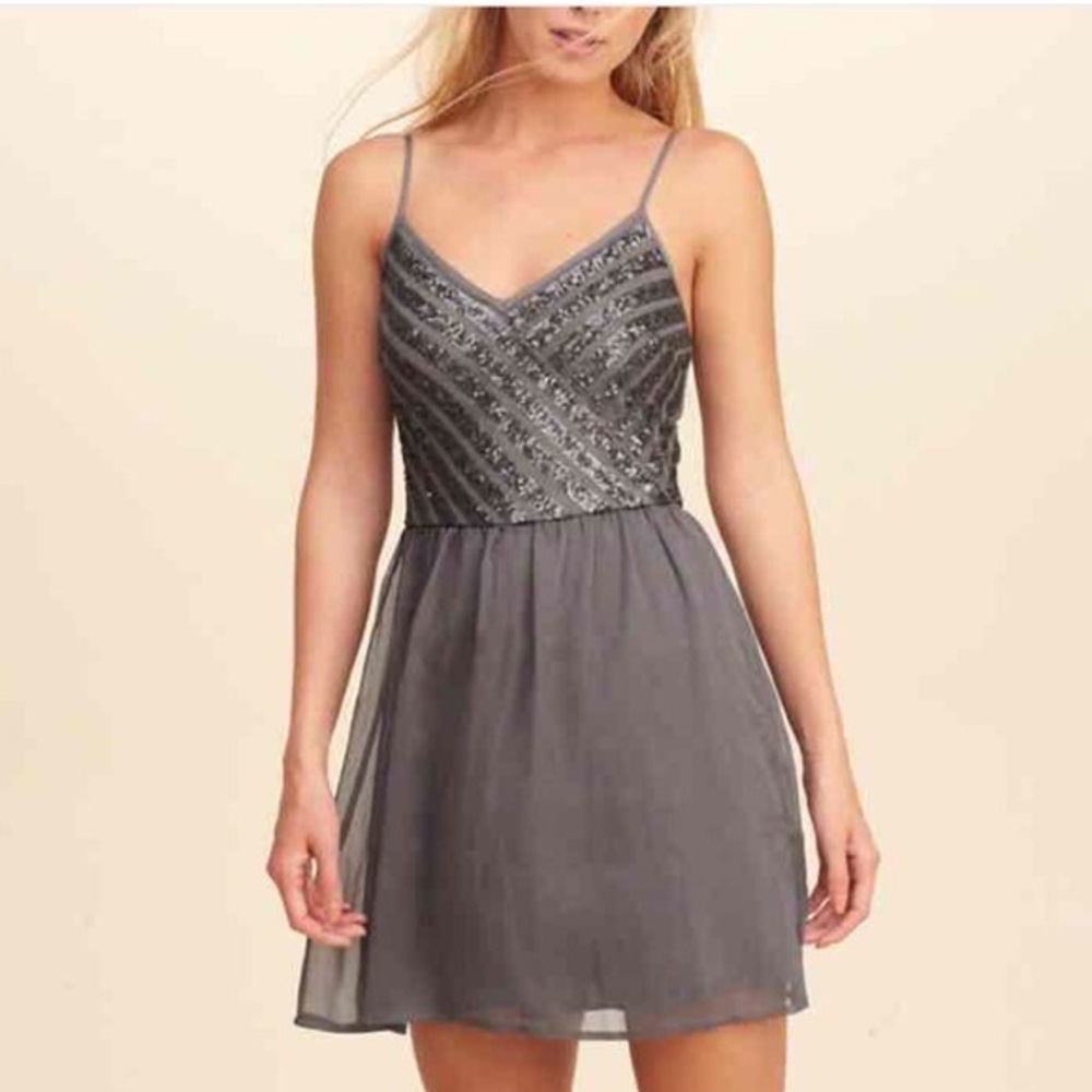 Hollister gray sequin dress
